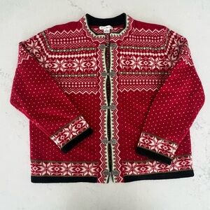 Susan Bristol Red and Black Cardigan Sweater